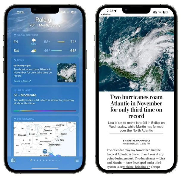 海城苹果14维修分享iPhone 14手机如何看天气时顺带看新闻 