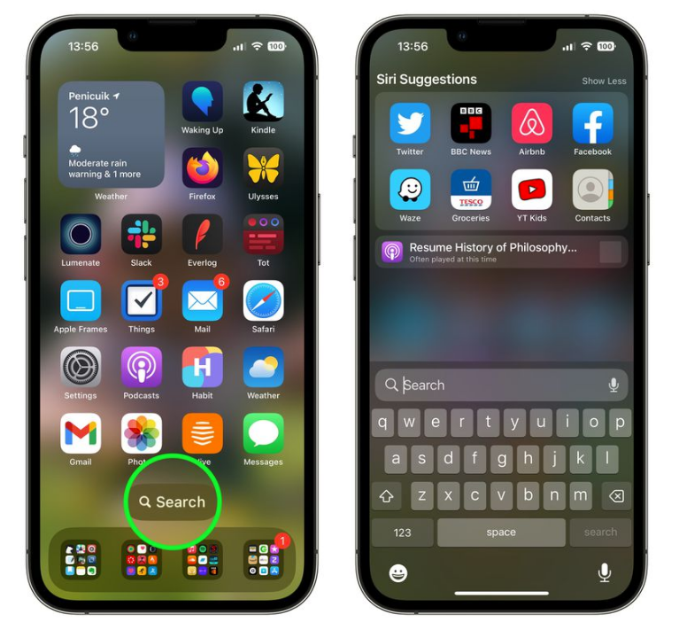海城苹果手机维修分享升级到 iOS 16 后，如何删除主屏幕上的搜索按钮 